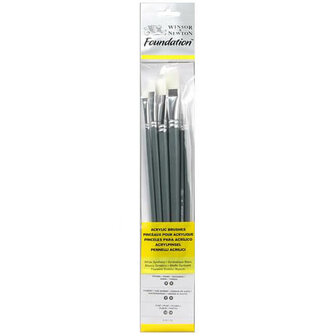 Winsor &amp; Newton Foundation Acrylverf Lange Penselen Set 5