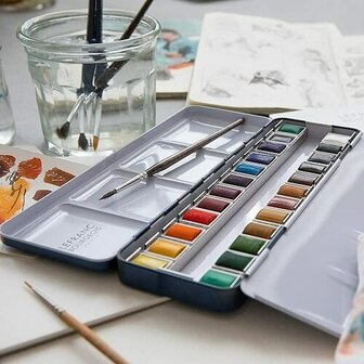 Lefranc &amp; Bourgeois Metal Pocket Box Aquarelset 24 napjes 2