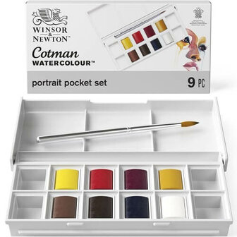 Winsor &amp; Newton Cotman Portrait Pocket Box Aquarelset 8 napjes