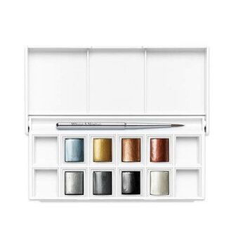 Winsor &amp; Newton Cotman Metallic Pocket Box Aquarelset 8 napjes 8