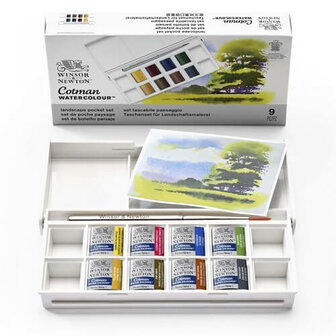 Winsor &amp; Newton Cotman Landscape Pocket Box Aquarelset 8 napjes