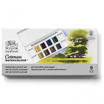 Winsor &amp; Newton Cotman Landscape Pocket Box Aquarelset 8 napjes 2