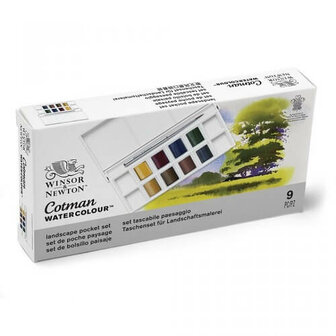 Winsor &amp; Newton Cotman Landscape Pocket Box Aquarelset 8 napjes 5