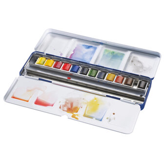 Winsor &amp; Newton Cotman Blue Box 12 napjes Aquarelset