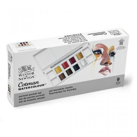 Winsor & Newton Cotman Portrait Pocket Box Aquarelset 8 napjes 2